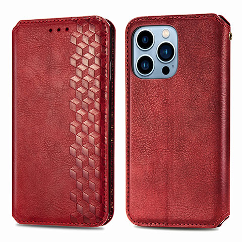 Custodia Portafoglio In Pelle Fantasia Modello Cover con Supporto H15 per Apple iPhone 13 Pro Rosso