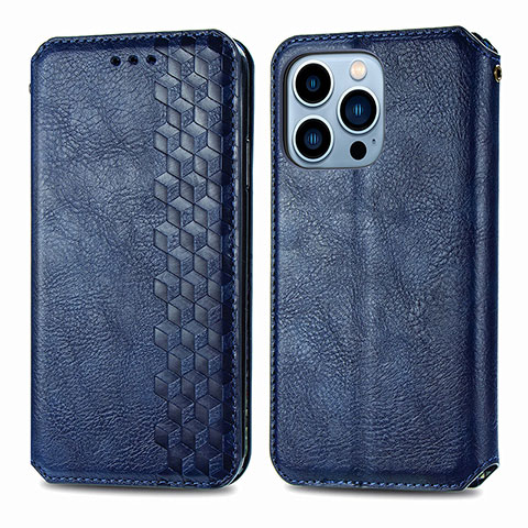 Custodia Portafoglio In Pelle Fantasia Modello Cover con Supporto H15 per Apple iPhone 16 Pro Max Blu