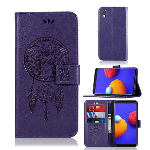 Custodia Portafoglio In Pelle Fantasia Modello Cover con Supporto JX1 per Samsung Galaxy A01 Core Viola