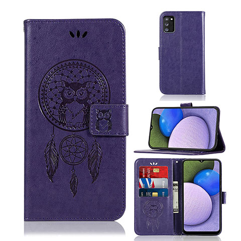 Custodia Portafoglio In Pelle Fantasia Modello Cover con Supporto JX1 per Samsung Galaxy A02s Viola