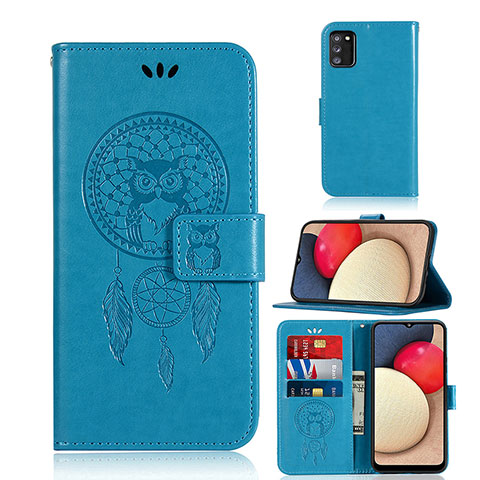 Custodia Portafoglio In Pelle Fantasia Modello Cover con Supporto JX1 per Samsung Galaxy A03s Blu