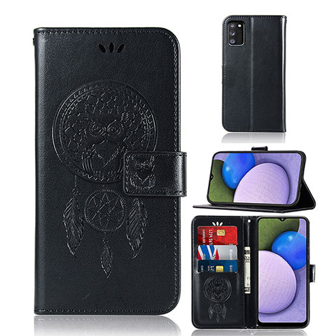 Custodia Portafoglio In Pelle Fantasia Modello Cover con Supporto JX1 per Samsung Galaxy A03s Nero