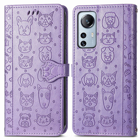 Custodia Portafoglio In Pelle Fantasia Modello Cover con Supporto L01 per Xiaomi Mi 12 Lite 5G Viola