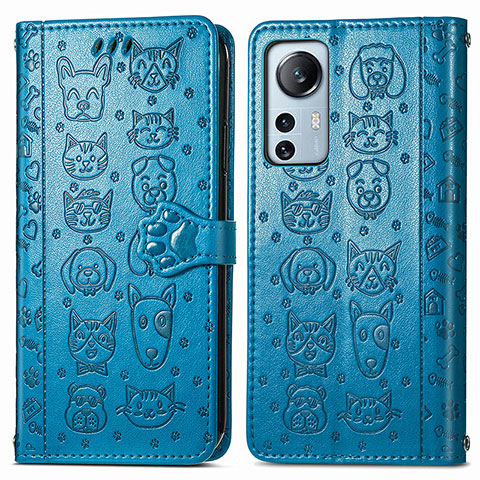 Custodia Portafoglio In Pelle Fantasia Modello Cover con Supporto L01 per Xiaomi Mi 12S Pro 5G Blu