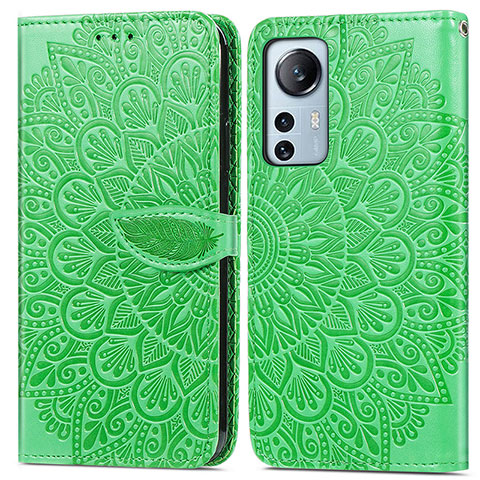 Custodia Portafoglio In Pelle Fantasia Modello Cover con Supporto L02 per Xiaomi Mi 12 5G Verde