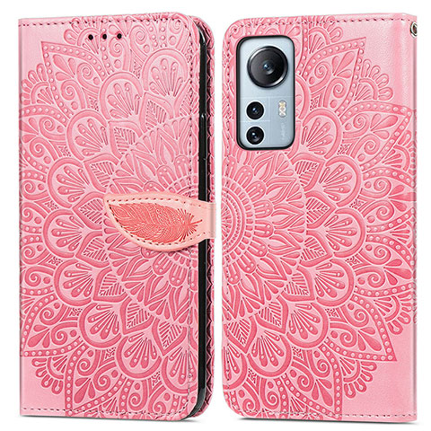 Custodia Portafoglio In Pelle Fantasia Modello Cover con Supporto L02 per Xiaomi Mi 12 Lite 5G Rosa