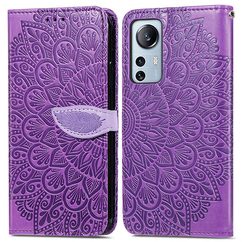 Custodia Portafoglio In Pelle Fantasia Modello Cover con Supporto L02 per Xiaomi Mi 12 Lite 5G Viola