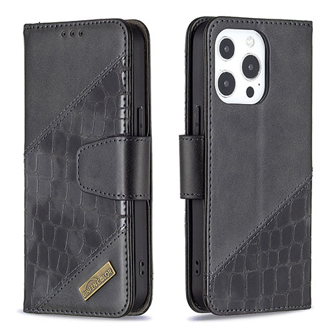 Custodia Portafoglio In Pelle Fantasia Modello Cover con Supporto L05 per Apple iPhone 13 Pro Nero