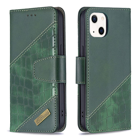 Custodia Portafoglio In Pelle Fantasia Modello Cover con Supporto L05 per Apple iPhone 13 Verde