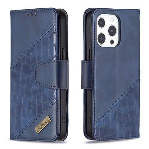 Custodia Portafoglio In Pelle Fantasia Modello Cover con Supporto L05 per Apple iPhone 14 Pro Max Blu