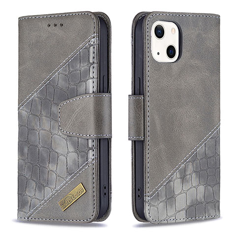 Custodia Portafoglio In Pelle Fantasia Modello Cover con Supporto L05 per Apple iPhone 15 Grigio