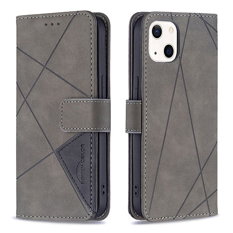 Custodia Portafoglio In Pelle Fantasia Modello Cover con Supporto L06 per Apple iPhone 13 Grigio