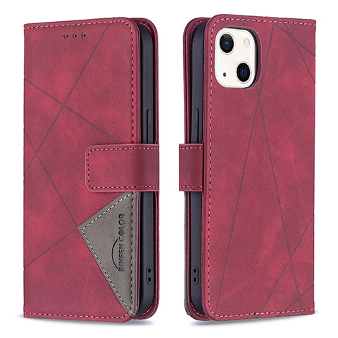 Custodia Portafoglio In Pelle Fantasia Modello Cover con Supporto L06 per Apple iPhone 14 Rosso