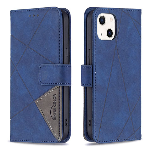 Custodia Portafoglio In Pelle Fantasia Modello Cover con Supporto L06 per Apple iPhone 15 Blu