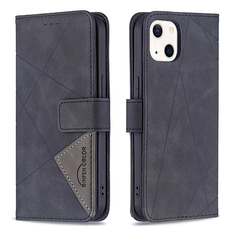 Custodia Portafoglio In Pelle Fantasia Modello Cover con Supporto L06 per Apple iPhone 15 Nero