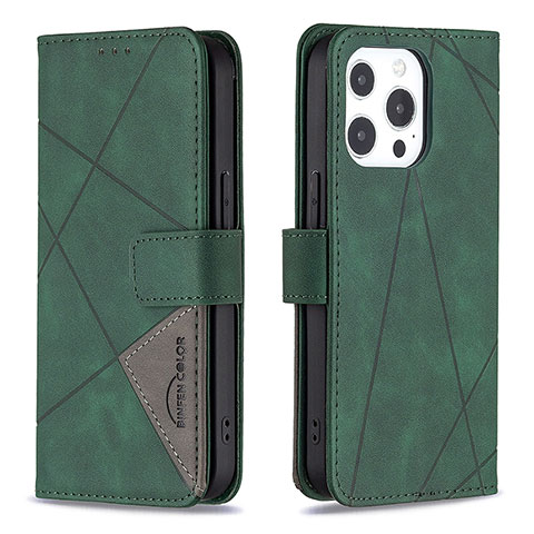 Custodia Portafoglio In Pelle Fantasia Modello Cover con Supporto L06 per Apple iPhone 15 Pro Max Verde