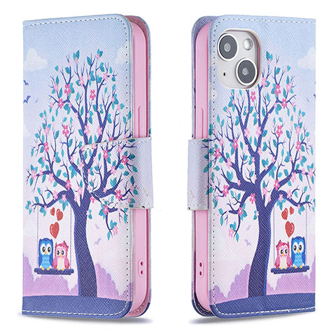 Custodia Portafoglio In Pelle Fantasia Modello Cover con Supporto L07 per Apple iPhone 13 Multicolore