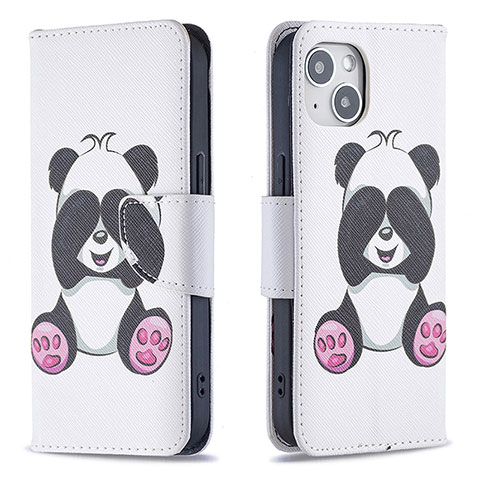 Custodia Portafoglio In Pelle Fantasia Modello Cover con Supporto L07 per Apple iPhone 15 Plus Bianco