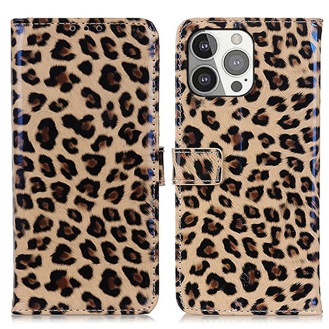 Custodia Portafoglio In Pelle Fantasia Modello Cover con Supporto L09 per Apple iPhone 14 Pro Marrone