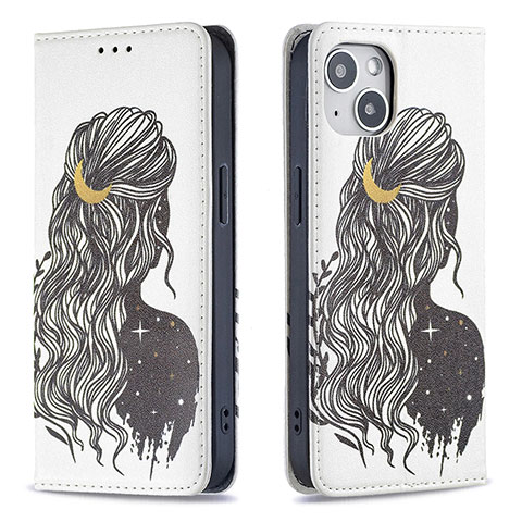 Custodia Portafoglio In Pelle Fantasia Modello Cover con Supporto per Apple iPhone 13 Grigio