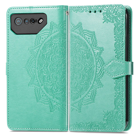 Custodia Portafoglio In Pelle Fantasia Modello Cover con Supporto per Asus ROG Phone 7 Verde