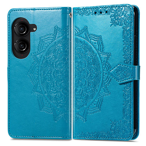 Custodia Portafoglio In Pelle Fantasia Modello Cover con Supporto per Asus ZenFone 10 Blu