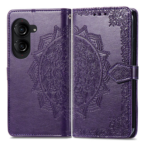 Custodia Portafoglio In Pelle Fantasia Modello Cover con Supporto per Asus ZenFone 10 Viola