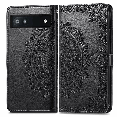 Custodia Portafoglio In Pelle Fantasia Modello Cover con Supporto per Google Pixel 6a 5G Nero