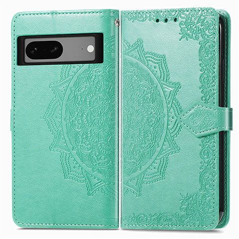 Custodia Portafoglio In Pelle Fantasia Modello Cover con Supporto per Google Pixel 7 5G Verde