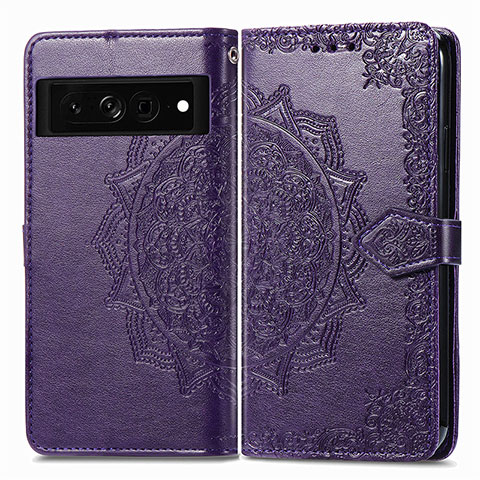 Custodia Portafoglio In Pelle Fantasia Modello Cover con Supporto per Google Pixel 7 Pro 5G Viola