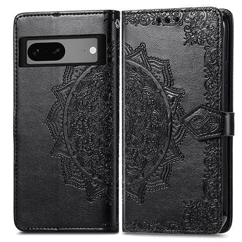 Custodia Portafoglio In Pelle Fantasia Modello Cover con Supporto per Google Pixel 7a 5G Nero