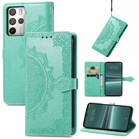 Custodia Portafoglio In Pelle Fantasia Modello Cover con Supporto per HTC U23 Pro 5G Verde