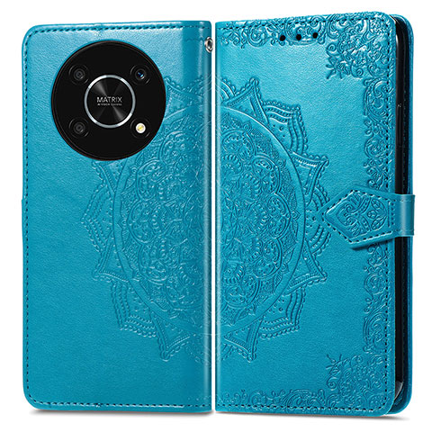 Custodia Portafoglio In Pelle Fantasia Modello Cover con Supporto per Huawei Enjoy 50 Pro Blu