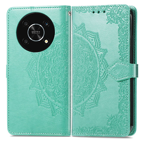 Custodia Portafoglio In Pelle Fantasia Modello Cover con Supporto per Huawei Enjoy 50 Pro Verde