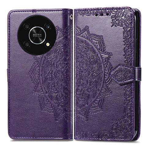 Custodia Portafoglio In Pelle Fantasia Modello Cover con Supporto per Huawei Enjoy 50 Pro Viola