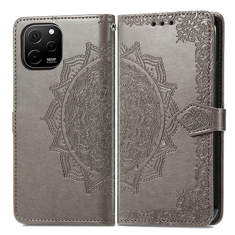 Custodia Portafoglio In Pelle Fantasia Modello Cover con Supporto per Huawei Enjoy 50z Grigio