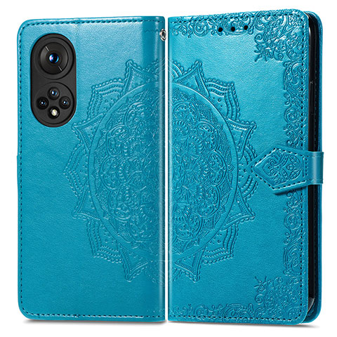 Custodia Portafoglio In Pelle Fantasia Modello Cover con Supporto per Huawei Honor 50 5G Blu