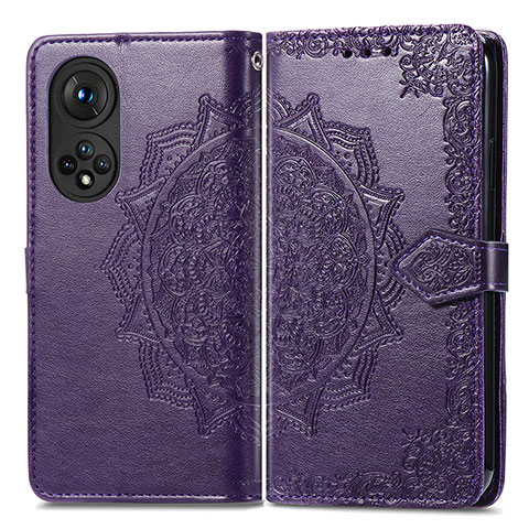 Custodia Portafoglio In Pelle Fantasia Modello Cover con Supporto per Huawei Honor 50 5G Viola