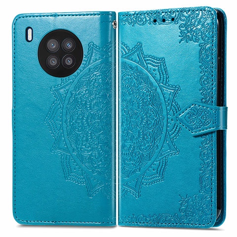 Custodia Portafoglio In Pelle Fantasia Modello Cover con Supporto per Huawei Honor 50 Lite Blu