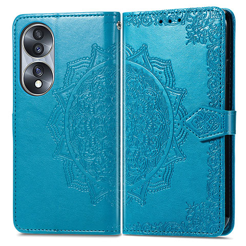 Custodia Portafoglio In Pelle Fantasia Modello Cover con Supporto per Huawei Honor 70 5G Blu