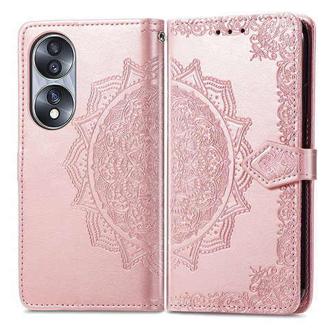 Custodia Portafoglio In Pelle Fantasia Modello Cover con Supporto per Huawei Honor 70 5G Oro Rosa