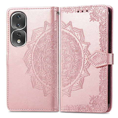 Custodia Portafoglio In Pelle Fantasia Modello Cover con Supporto per Huawei Honor 80 Pro Flat 5G Oro Rosa