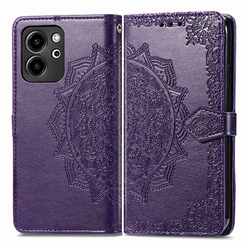 Custodia Portafoglio In Pelle Fantasia Modello Cover con Supporto per Huawei Honor 80 SE 5G Viola