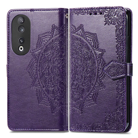 Custodia Portafoglio In Pelle Fantasia Modello Cover con Supporto per Huawei Honor 90 5G Viola