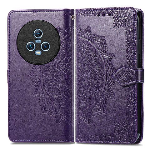 Custodia Portafoglio In Pelle Fantasia Modello Cover con Supporto per Huawei Honor Magic5 5G Viola