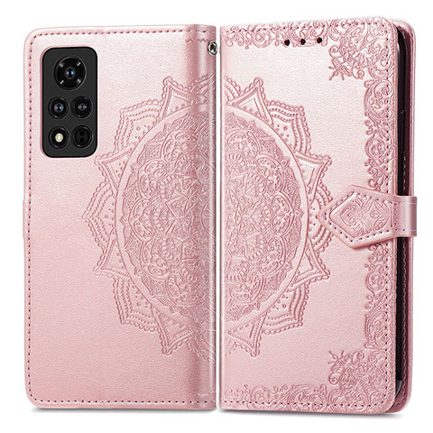 Custodia Portafoglio In Pelle Fantasia Modello Cover con Supporto per Huawei Honor V40 5G Oro Rosa