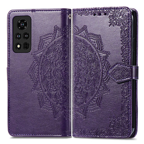 Custodia Portafoglio In Pelle Fantasia Modello Cover con Supporto per Huawei Honor V40 5G Viola