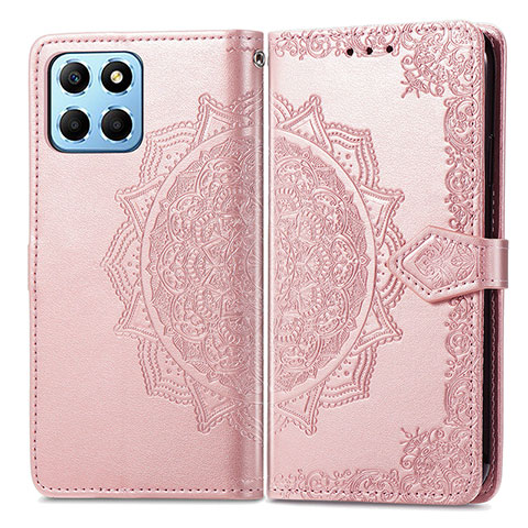 Custodia Portafoglio In Pelle Fantasia Modello Cover con Supporto per Huawei Honor X6 5G Oro Rosa