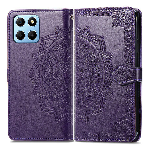 Custodia Portafoglio In Pelle Fantasia Modello Cover con Supporto per Huawei Honor X6 Viola