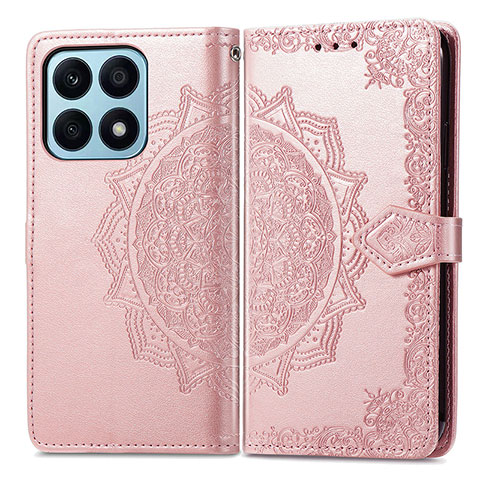 Custodia Portafoglio In Pelle Fantasia Modello Cover con Supporto per Huawei Honor X8a 4G Oro Rosa